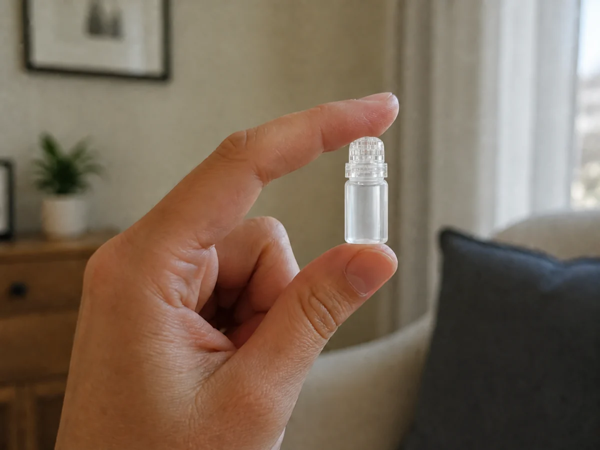 The microneedle held between two fingers, to show how big it is